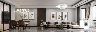 现代家居客餐厅3D模型下载